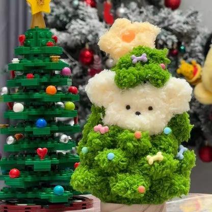 Árbol de Navidad de vellón coral, palo trenzado, regalo para cachorros, material para hacer tú mismo