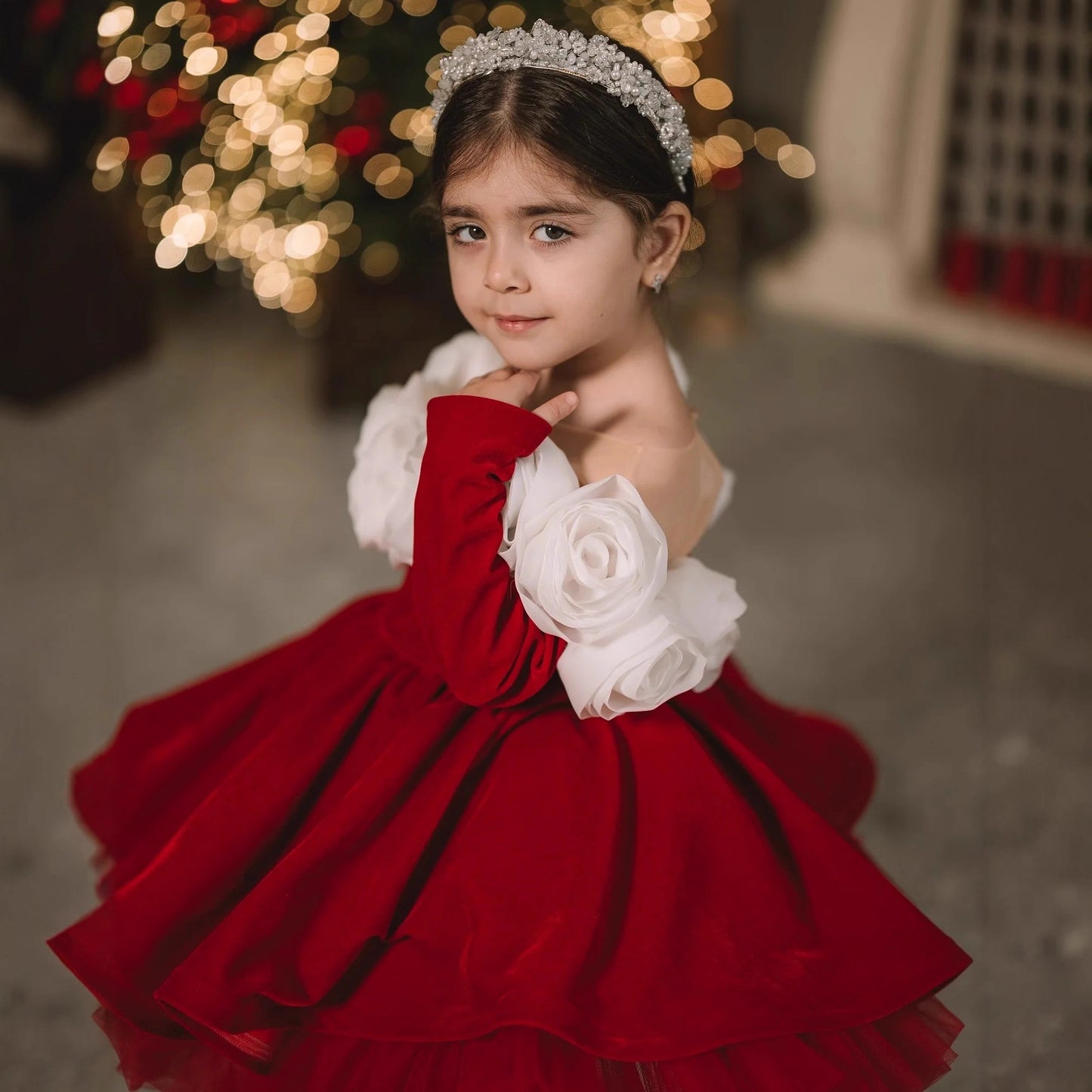 Robe de princesse de Noël pour enfants à manches longues et style rétro automne