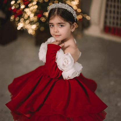 Robe de princesse de Noël pour enfants à manches longues et style rétro automne