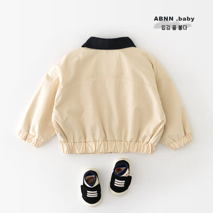 Children's Collar Zipper Cardigan Boys' Large Collar Long Sleeved Jacket