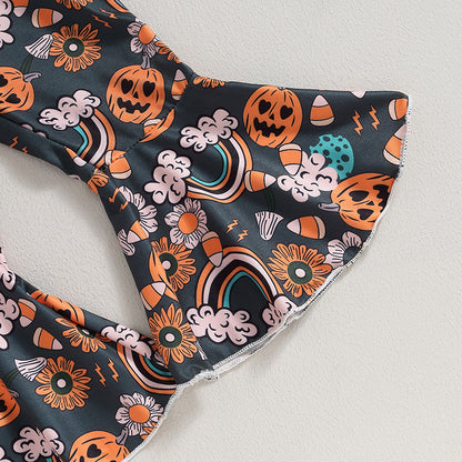 Letter Long Sleeve Sweater Bell-bottom Pants Suit