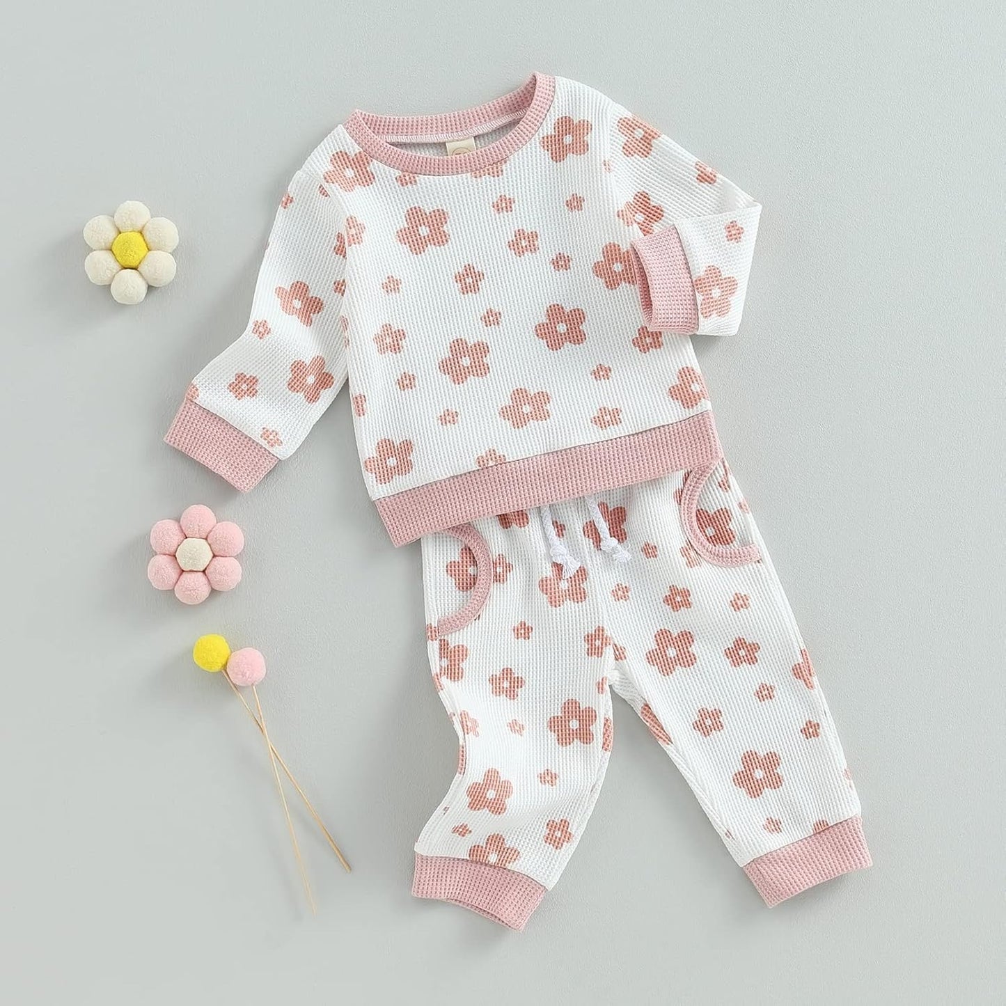 Children's New Flower Print Sweater Suit