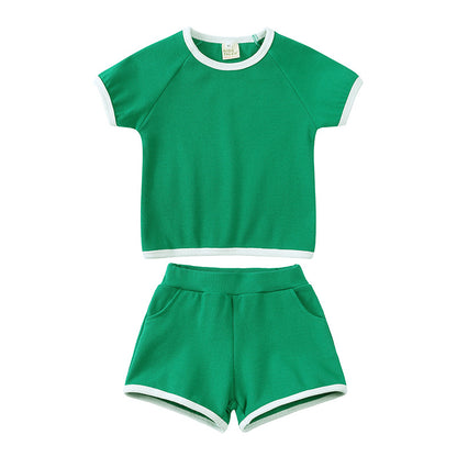 Summer Soft Short Sleeve Shorts Suit