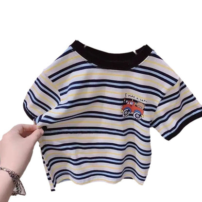 Children Loose Striped Short Sleeve T-shirt