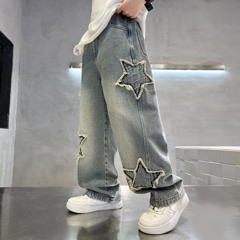 Pu Shuai Style Trousers Loose Personality Boys Trendy Jeans