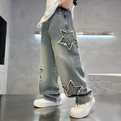 Pu Shuai Style Trousers Loose Personality Boys Trendy Jeans