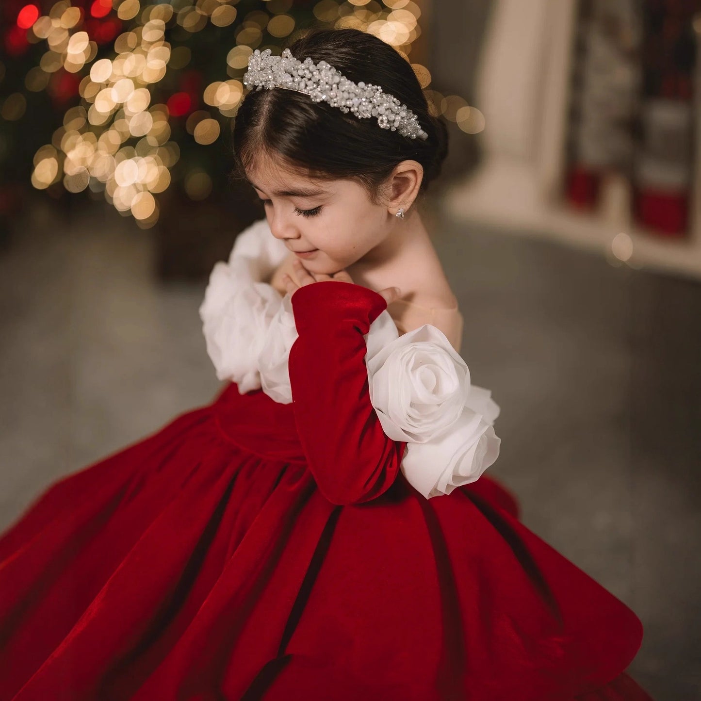 Robe de princesse de Noël pour enfants à manches longues et style rétro automne