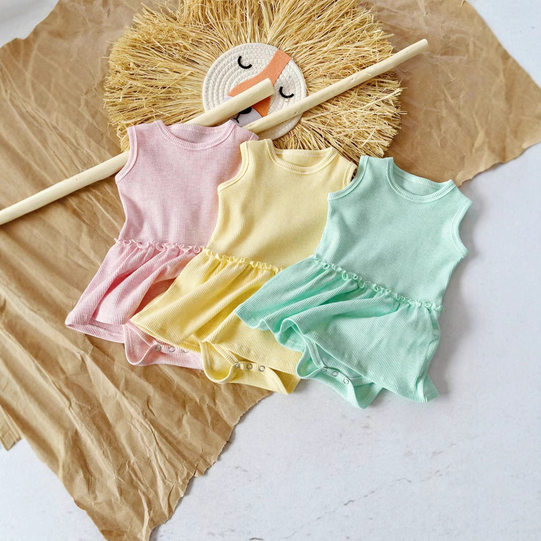 Baby Girl Sleeveless Vest Onesie Cute Sweet