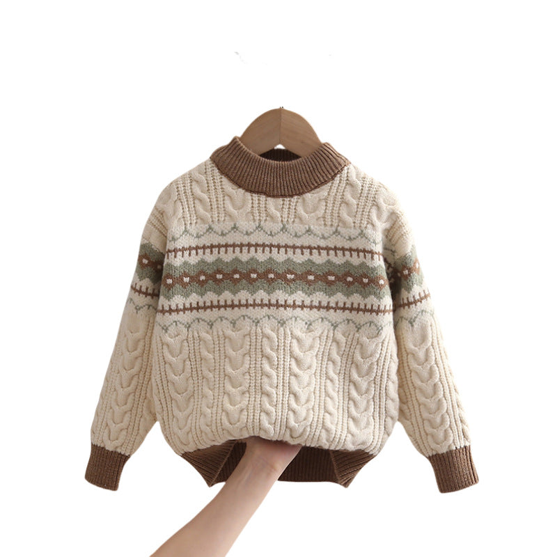 Camisa de punto a juego de colores cálidos para niños