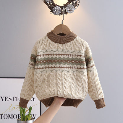 Camisa de punto a juego de colores cálidos para niños