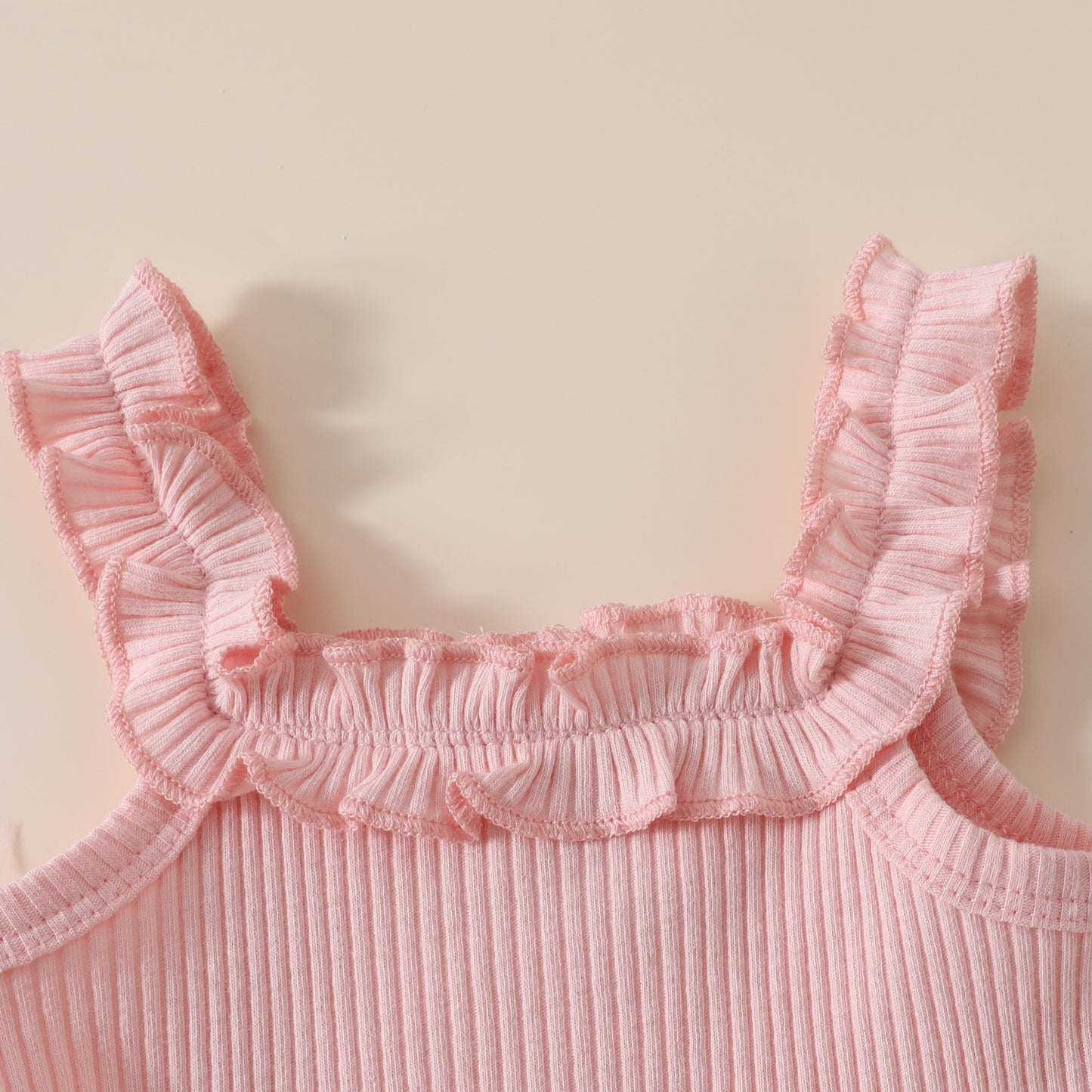Girls' Solid Color Romper Bow Shorts Two-piece Set
