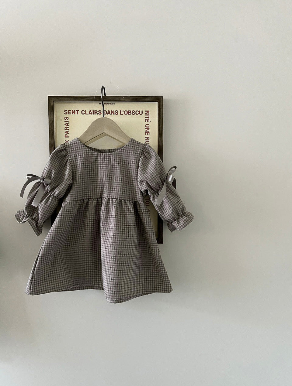 Girl's Plaid Bow Princess Dress