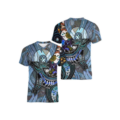 Australian Kangaroo Pattern Children's T-shirt Printed Animal Pattern Sports V-neck Short-sleeved Football Shirt Summer