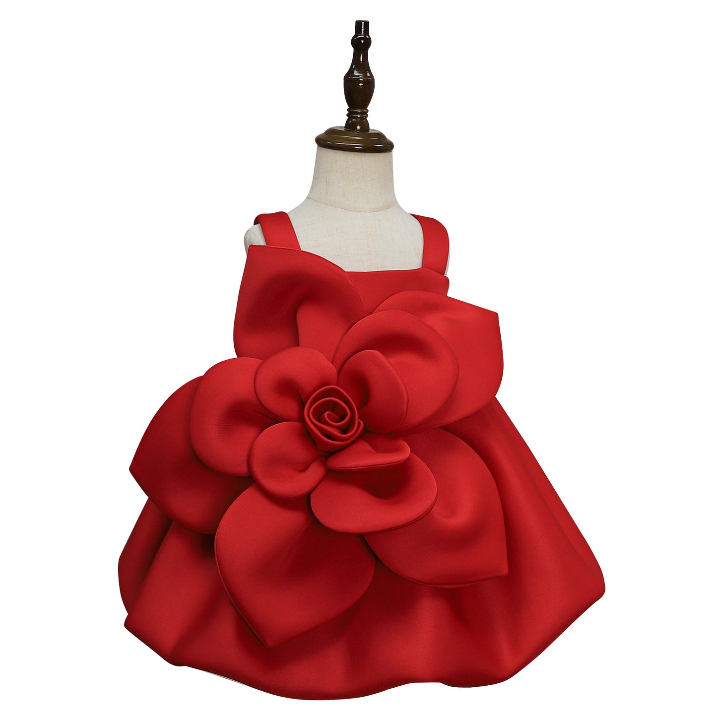 Girls' Oblique Shoulder Flower Mesh Bubble Skirt