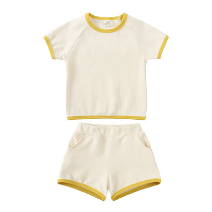 Summer Soft Short Sleeve Shorts Suit