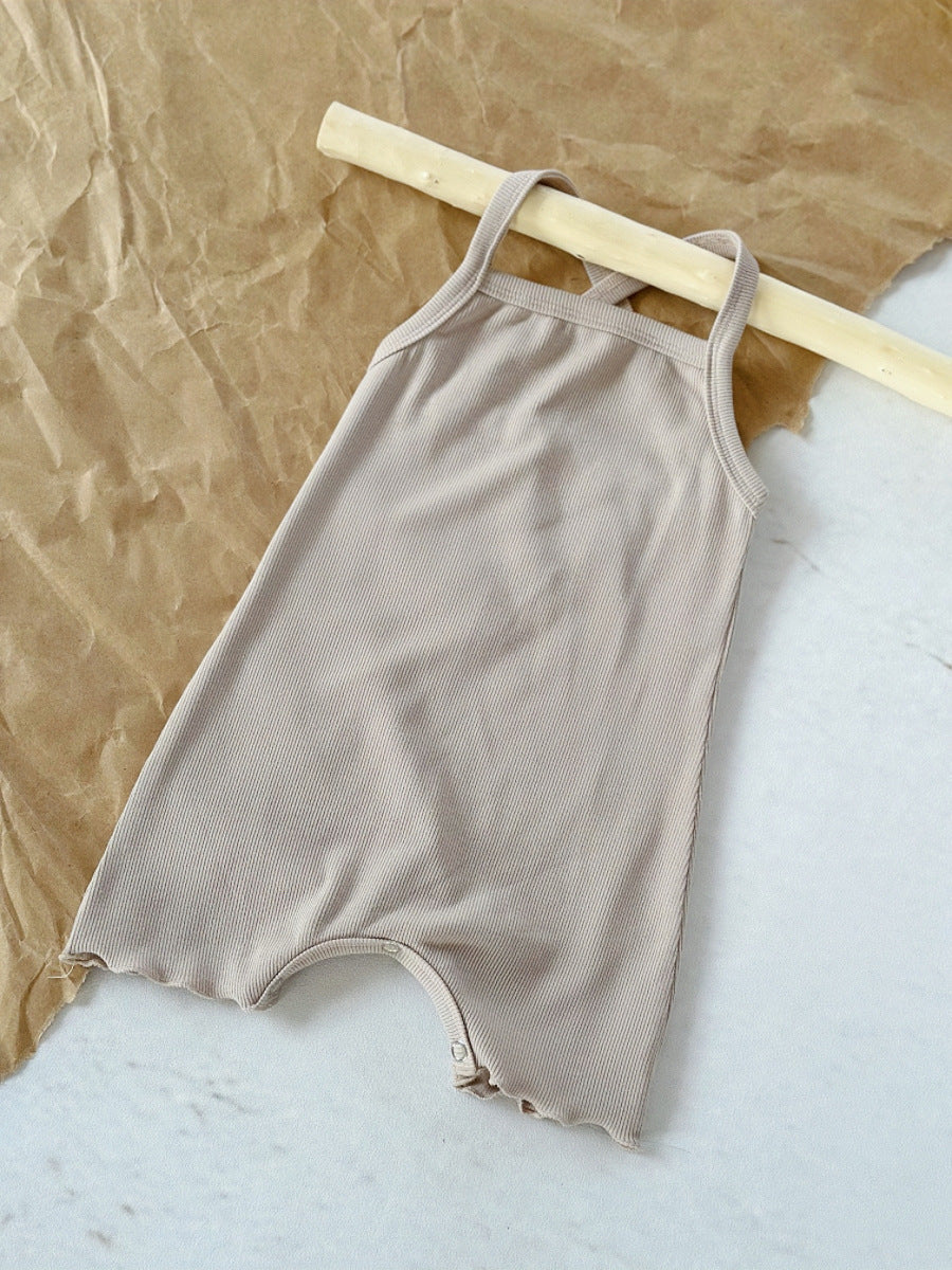 Baby Sunken Stripe Camisole One-piece Romper