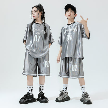 Hip Hop Children's Performance Hip Hop Glossy Loose Outfit