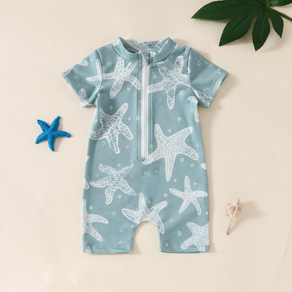 Boys' Infant Summer Swimsuit Printed Jumpsuit