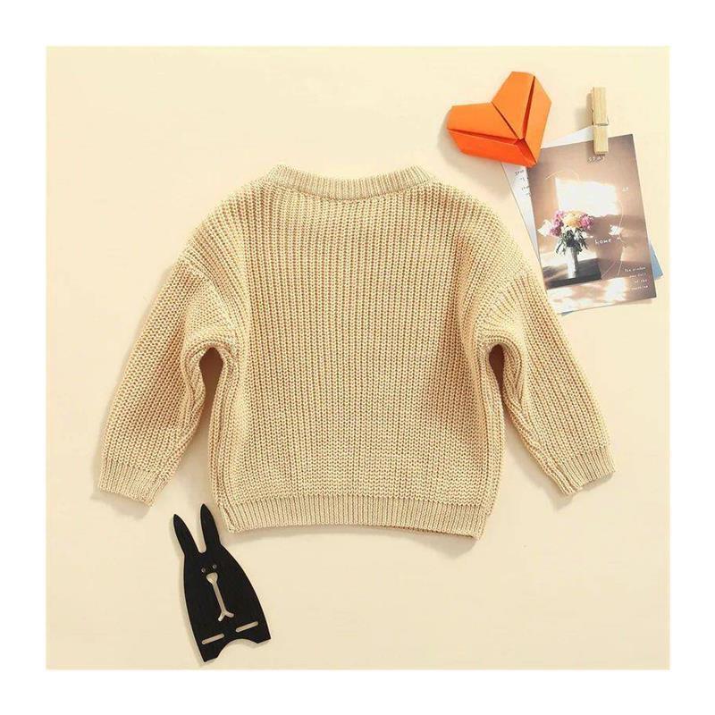 Girls' Solid Color Crew Neck Casual Sweater