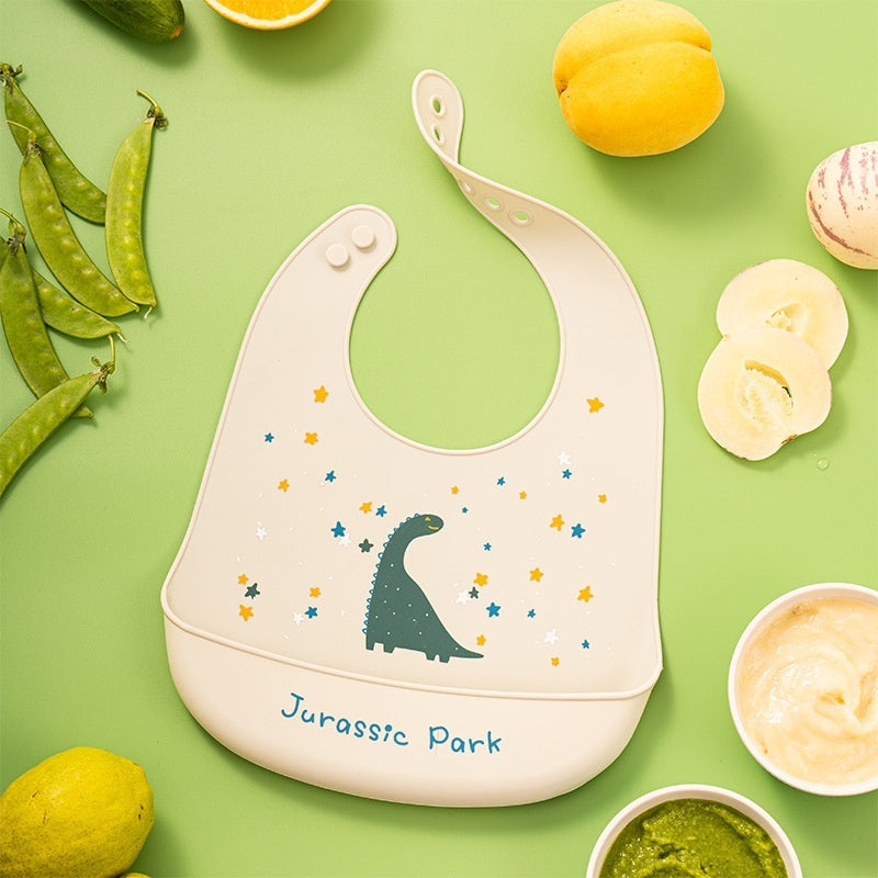 Bavette bébé en silicone alimentaire, imperméable et antitache