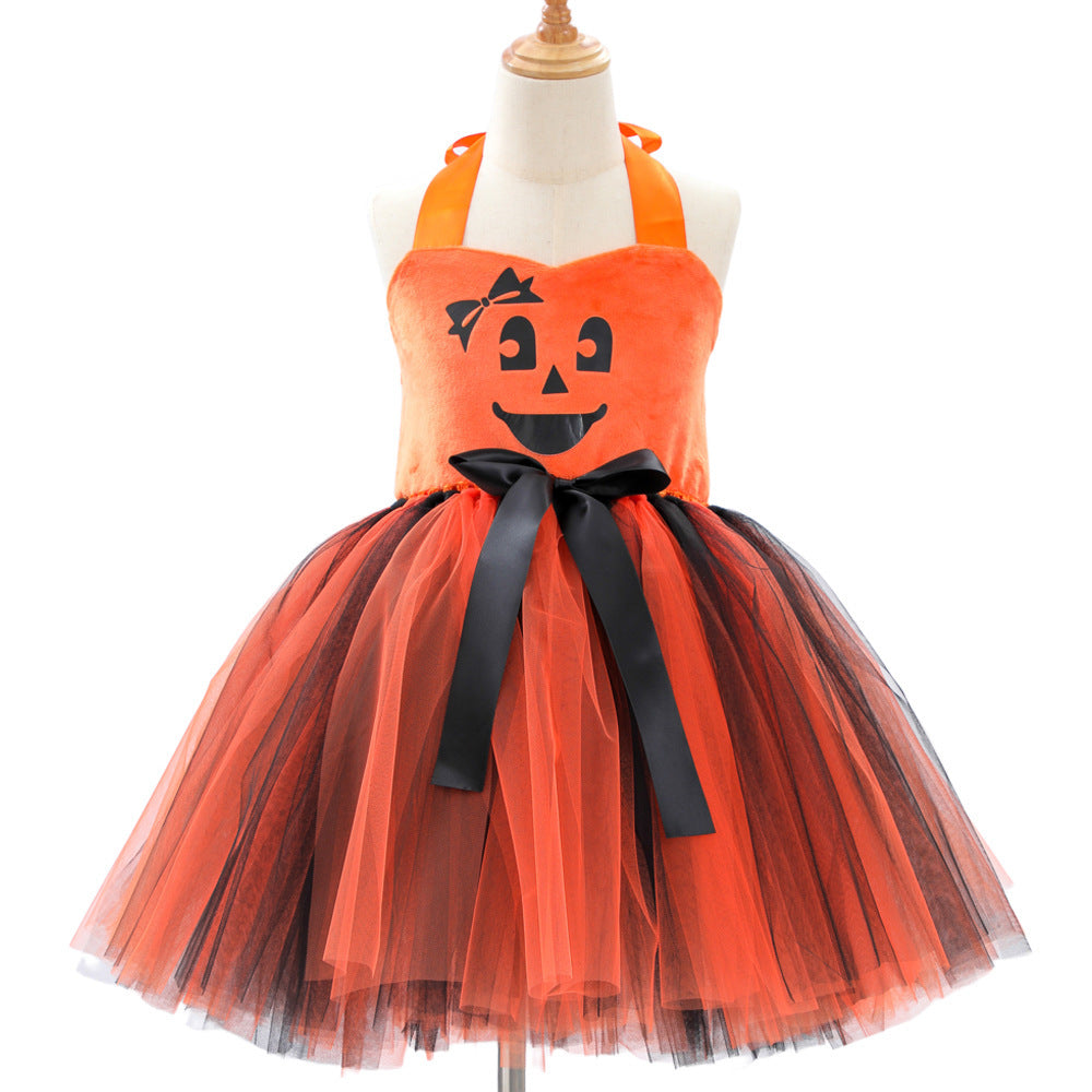 Children's Creative Festival Halloween Cute Pumpkin Girl Dress