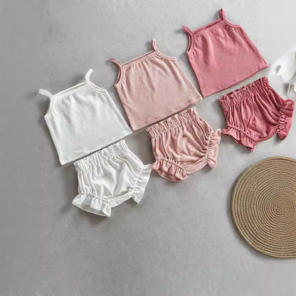 PP Shorts Thin Rib Cotton Women's Home Wear Two-piece Set