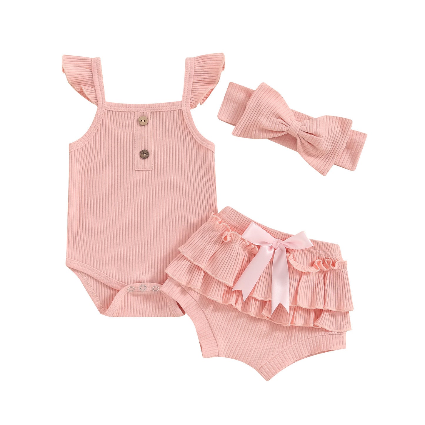 Girls' Sleeveless Jumpsuit Three-piece Suit