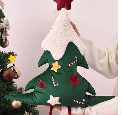 Cojín de árbol de Navidad con forma especial para sofá, ambiente de sala de estar y Año Nuevo.