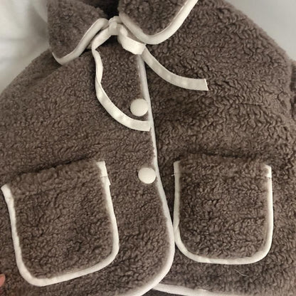 Lamb Wool Baby Turn-down Collar Coat Children's Thickened Cotton-padded