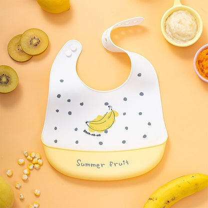 Bavette bébé en silicone alimentaire, imperméable et antitache
