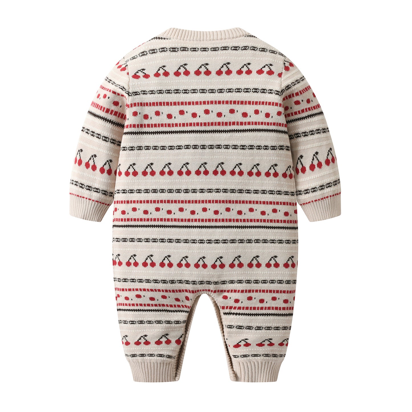 Grenouillère Bébé Épaisse en Jacquard Tricoté Double Couche Pour AutomneHiver