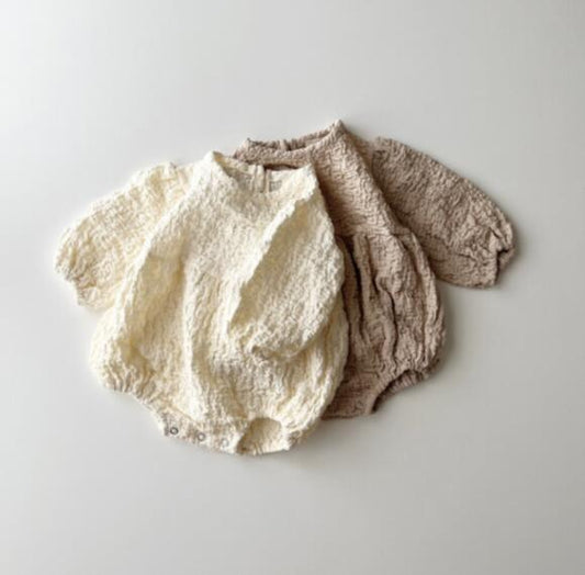 Japanese Spring New Baby Knitted Crepe Long-sleeved One-piece Romper