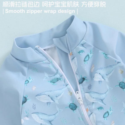 Baby Long-sleeved Onesie Swimsuit With Sun Protection for Boys And Girls