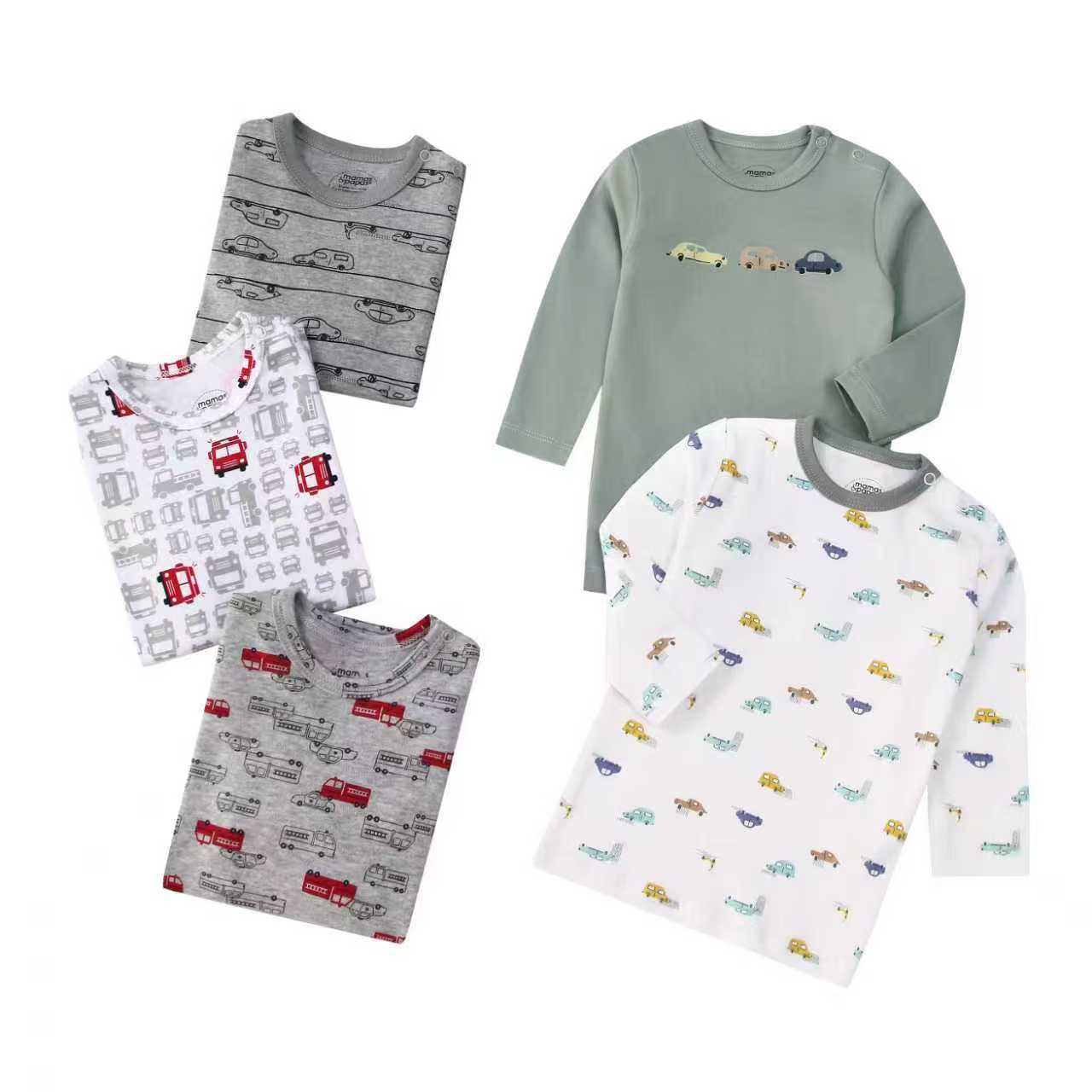 Autumn Children's Cartoon Printed Home Long-sleeved Top T-shirt Mixed Color Five Pieces