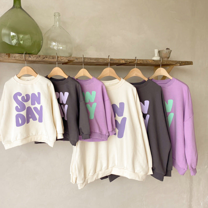 Loose Casual Long-sleeved Terry Sweater With Foreign Letters