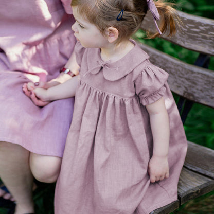 Girls Rustic Cotton And Linen Dress