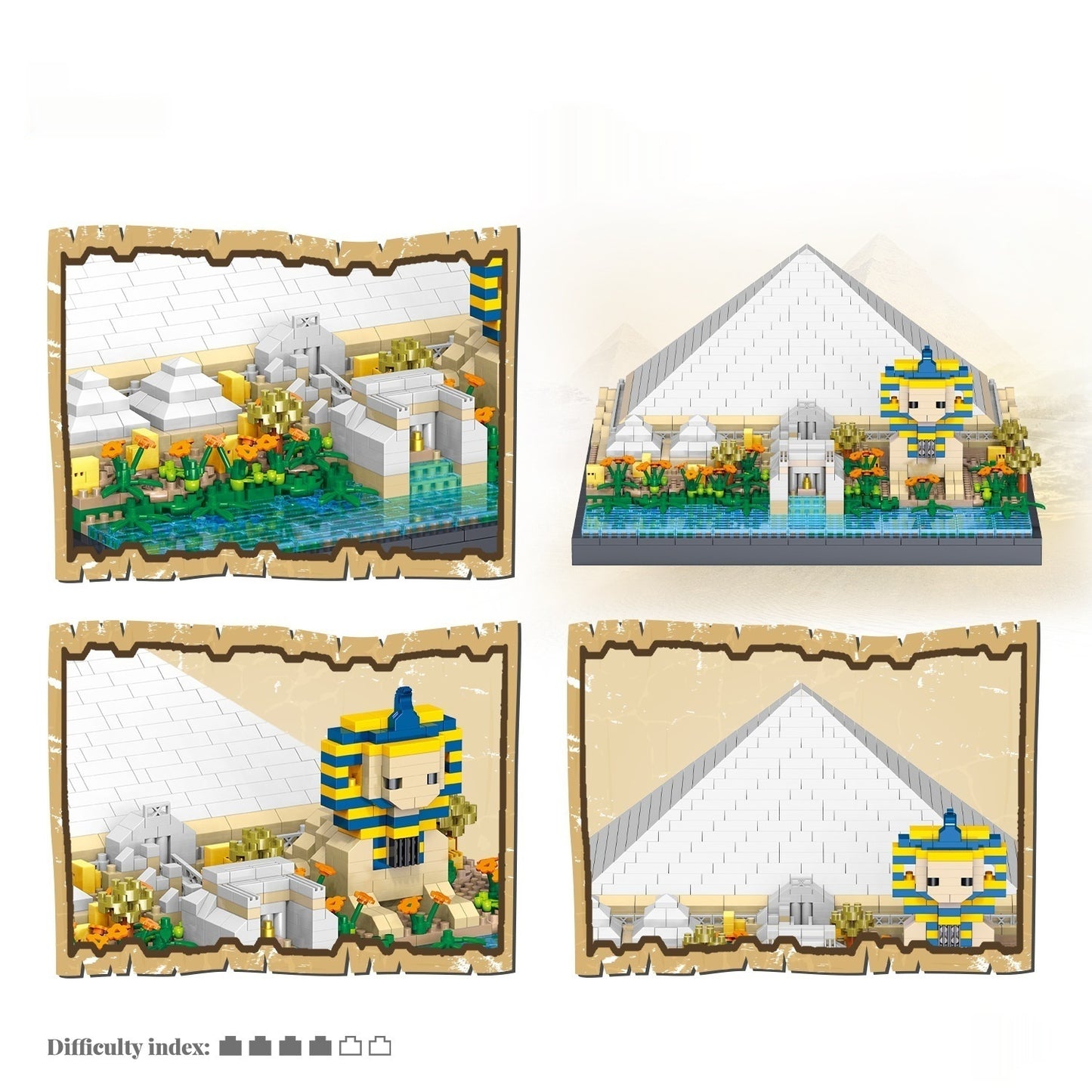 Pyramid Ancient Architecture Model Micro Diamond Particle Building Blocks High Difficulty Assembly