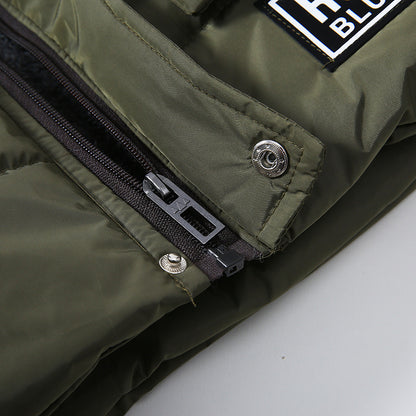 Chaqueta acolchada de algodón cálido con cuello de piel grande para niños