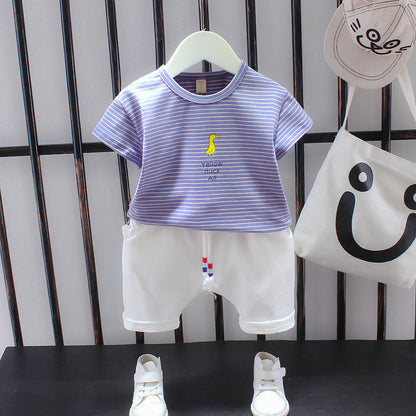 Summer Letter Lapel Short Sleeve Two-piece Suit