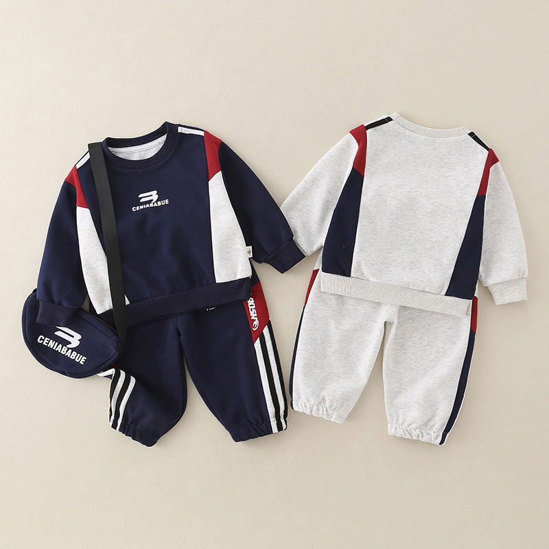 Traje de algodón para niños, ropa informal y cómoda de otoño.