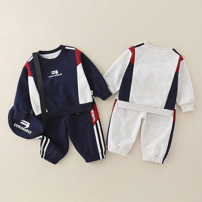 Traje de algodón para niños, ropa informal y cómoda de otoño.