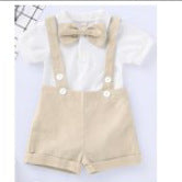 Baby Romper Bow Tie Overall Dress Set