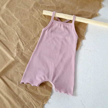 Baby Sunken Stripe Camisole One-piece Romper