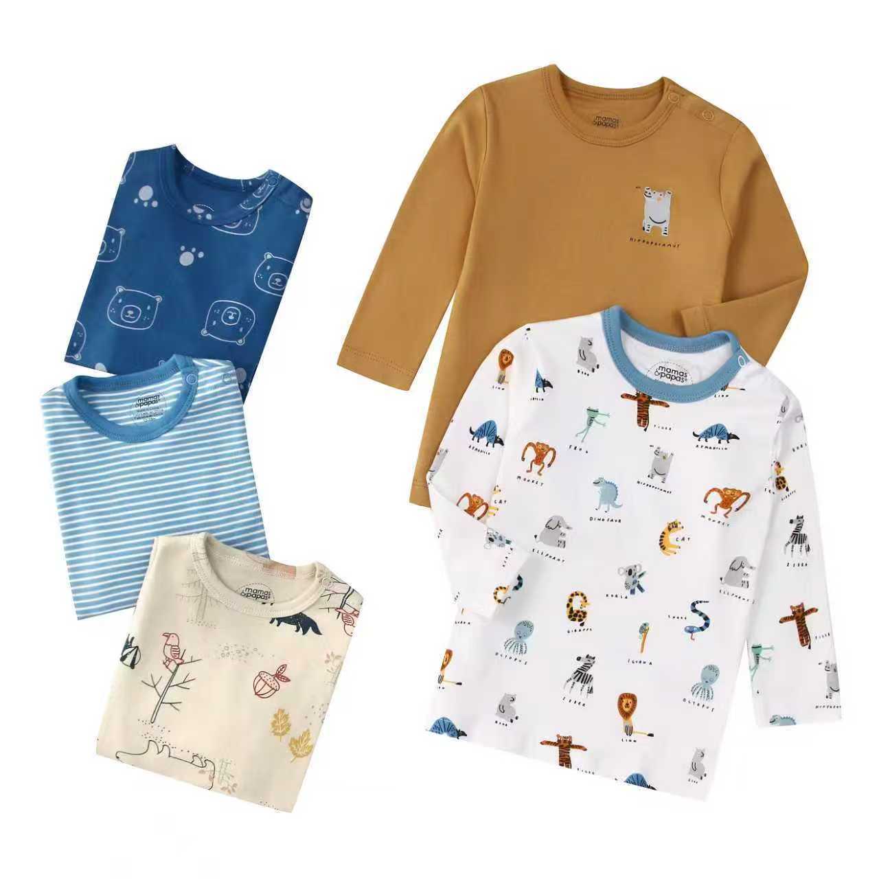 Autumn Children's Cartoon Printed Home Long-sleeved Top T-shirt Mixed Color Five Pieces