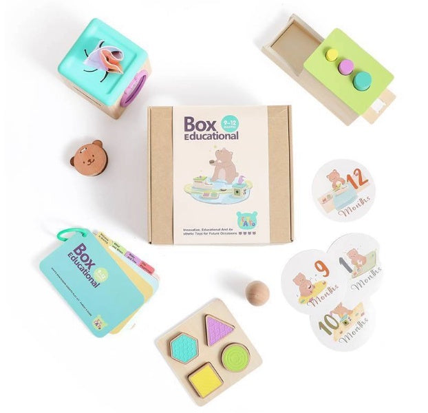 Educational Wooden Montessori Rattle With Black And White Cards And Ball Chime Toy - Gift Set