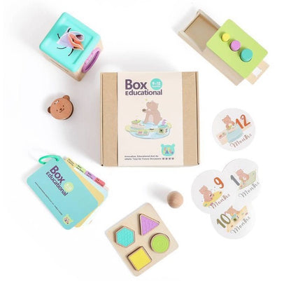 Educational Wooden Montessori Rattle With Black And White Cards And Ball Chime Toy - Gift Set