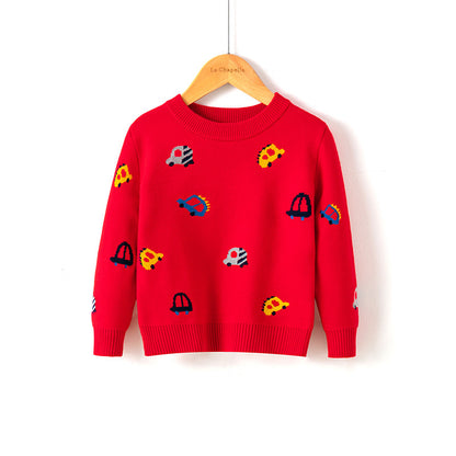 Cotton Double Layer Autumn Winter Christmas Long Sleeved Children's Sweater