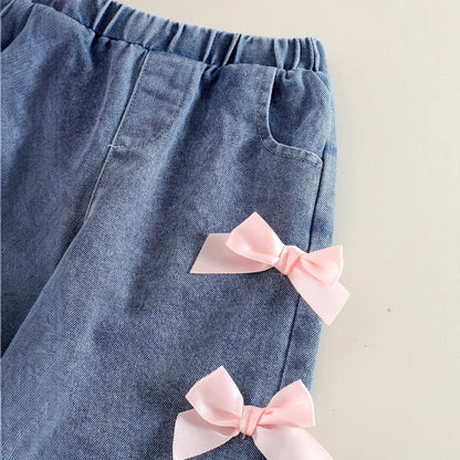 Solid Color Long-sleeved Sweater Pec-deck Machine Denim Trousers Two-piece Suit