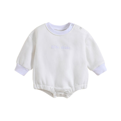 Infant Jumpsuit Solid Color Loose Long Sleeves Onesie