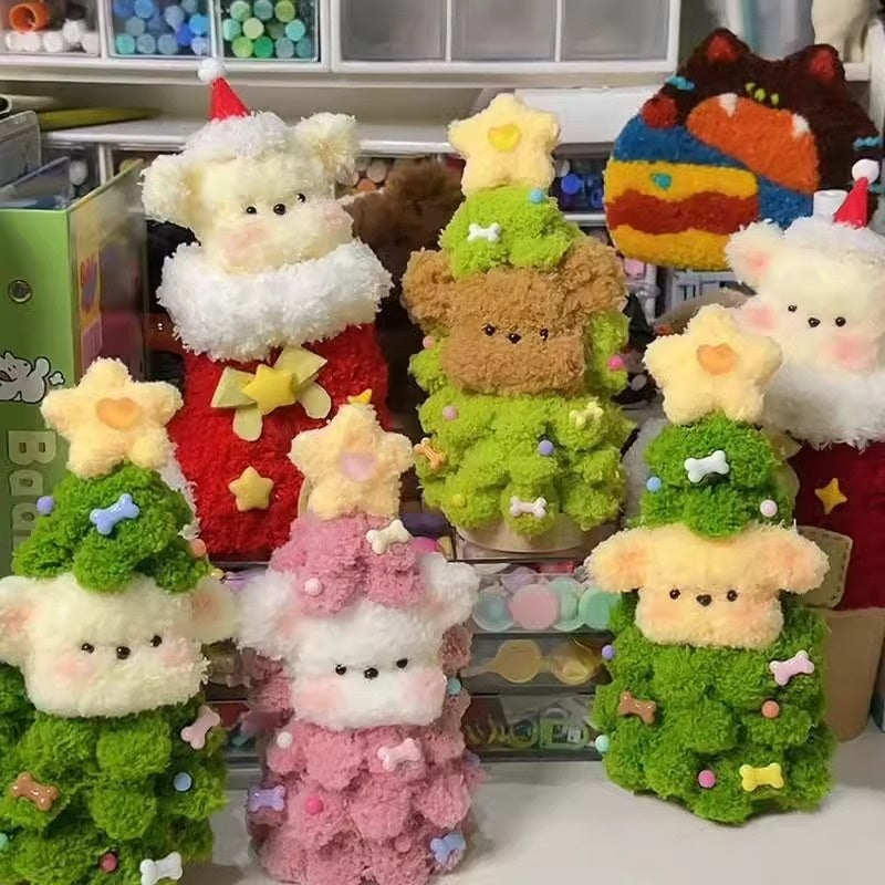 Árbol de Navidad de vellón coral, palo trenzado, regalo para cachorros, material para hacer tú mismo